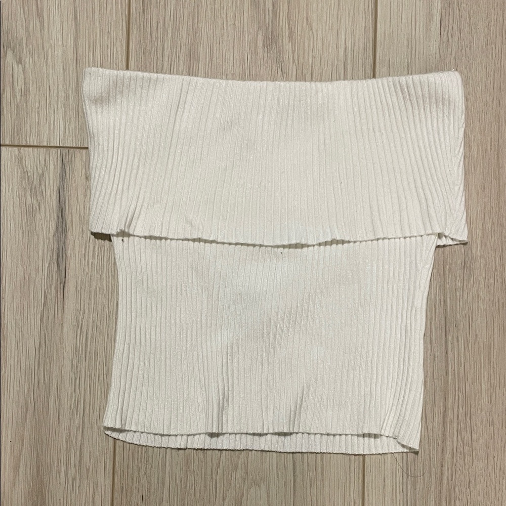Pull&Bear White Ribbed Top